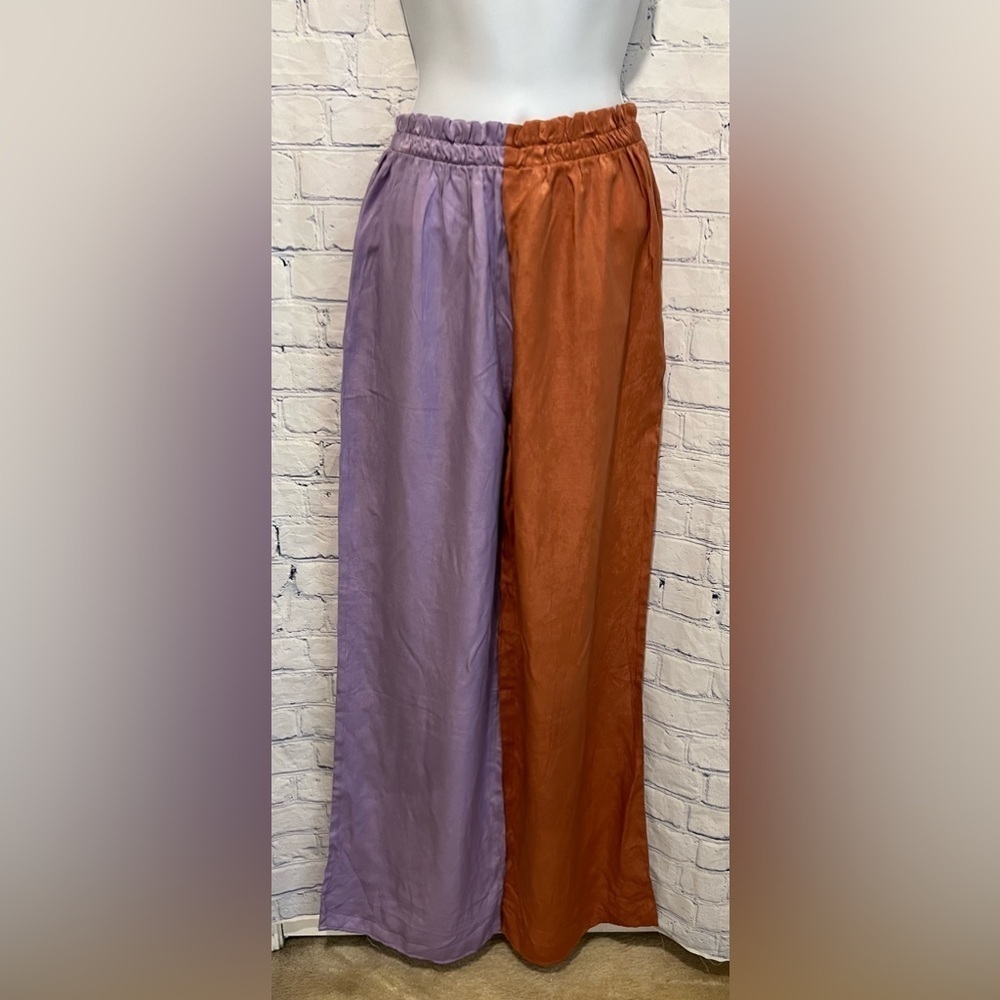Ivin Ivin Colorblock Pattern Wide Leg Elastic Pull On Pants Size Small